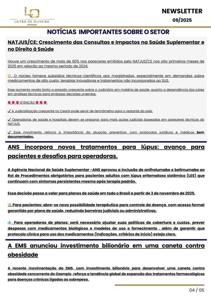 ADVOCACIA EM SAUDE SUPLEMENTAR E DIREITO MÉDICO LEITÃO DE OLIVEIRA ADVOGADOS ADVOCACIA ESPECIALIZADA EM SAÚDE